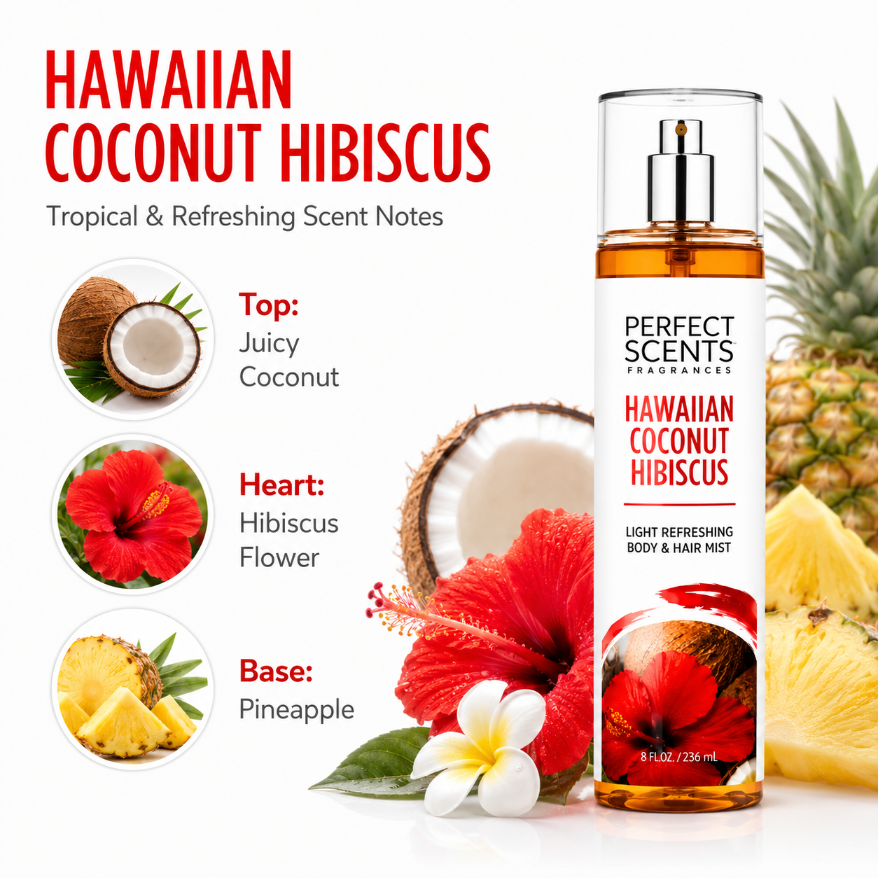 Perfect Scents Body & Hair Mist - Hawaiian Coconut Hibiscus - Image 2